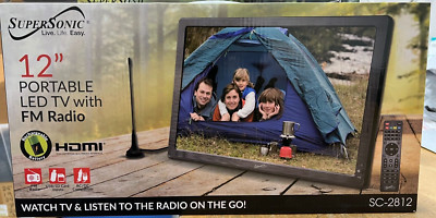 SuperSonic SC-2812 12'' Portable LCD TV AC/DC Compatible W RV/Boat Rechargeable
