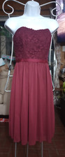 NWT David's Bridal Bridesmaid Dress Women's Size 2 Wine Pleated Gown