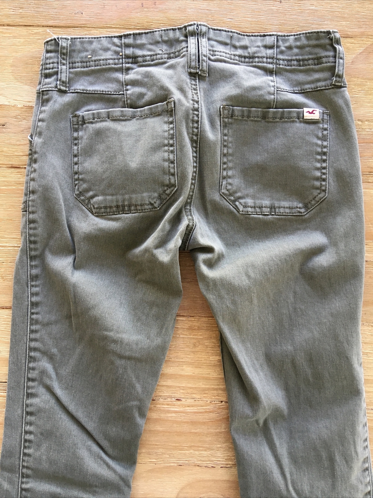 Hollister Womens 0 SUPER SKINNY Twill Utility Pant Army Green Button