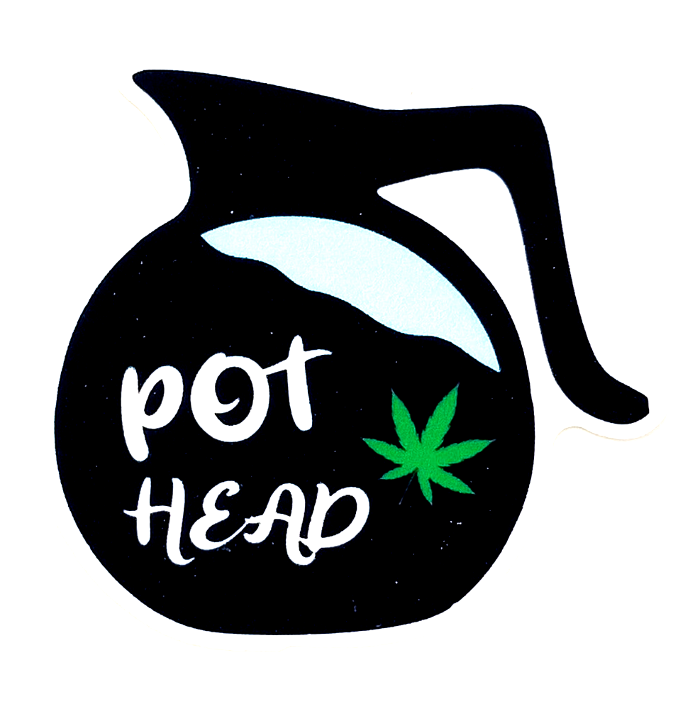 Coffee Pot Head Stoner Sticker Weatherproof Vinyl Weed Laptop Art Cannabis 420