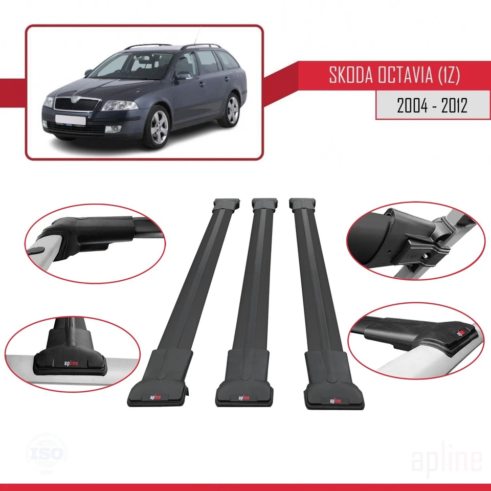 Compatible avec Skoda Octavia (1Z) 2004-2012 Barres de Toit FLY Modèle Railin... - Photo 4/4