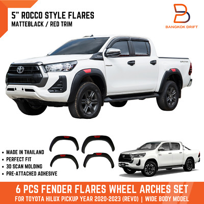 5'' Rocco BLACK RED Fender Flares Wheel Arch For Toyota Hilux Revo 20-23 Widebody