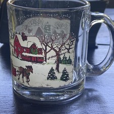Libbey Glass Winter Village Vintage Coffee/Tea Mug Made in USA