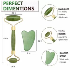 Jade Stone Face Roller and Gua Sha Set Facial Treatment Skin Care Regimen Tool