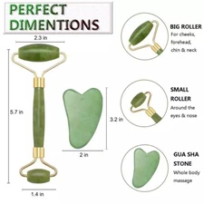 Jade Stone Face Roller and Gua Sha Set Facial Treatment Skin Care Regimen Tool