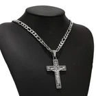 New Stainless Steel Christ Jesus Pendant Necklace 24'' Curb Chain Necklace