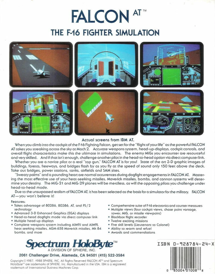 Falcon Collection PC Mac Game Spectrum Holobyte Windows 10 11 Gold 4.0 A.T. - Image 4 of 4