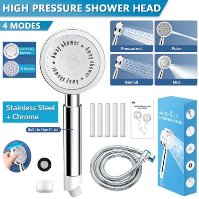 High-Pressure Shower Head Multi-Functional Hand Held Sprinkler With 4 Modes
