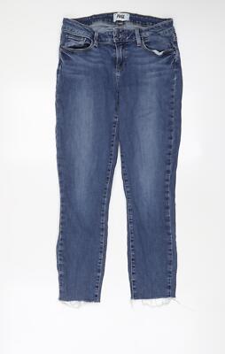 Paige Damen Jeans blau Baumwolle Cropped Größe W29 L24 im Regular Zip