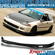 Front Bumper Lip Spoiler Splitter Fits 92-95 Honda Civic - Unpainted Black PU