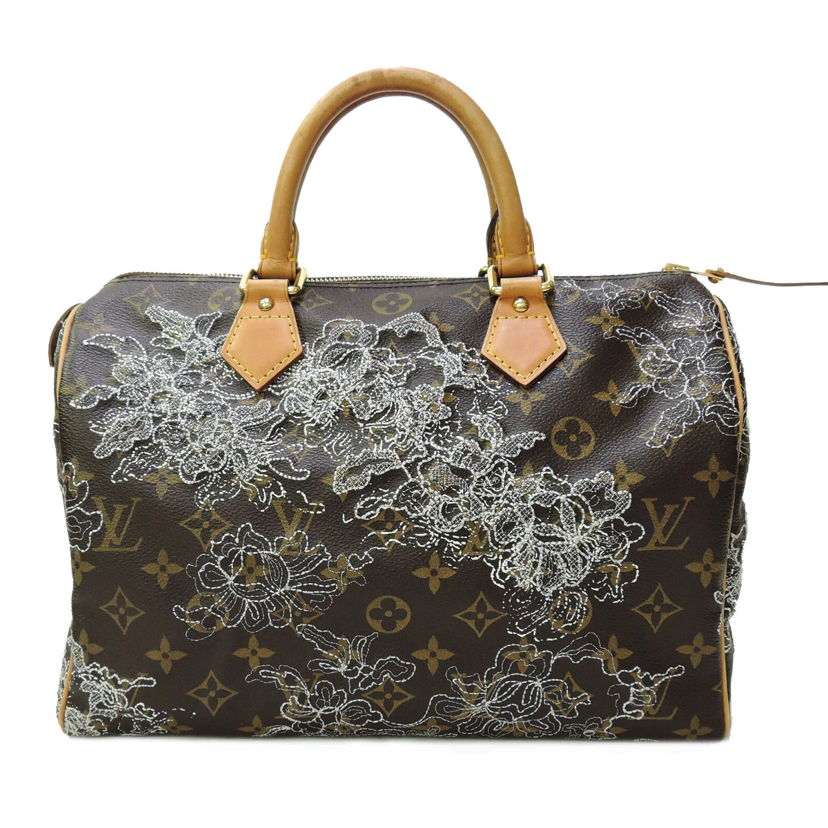 Louis Vuitton dentelle Speedy 30 Monogram Canvas Satchel Bag Brown