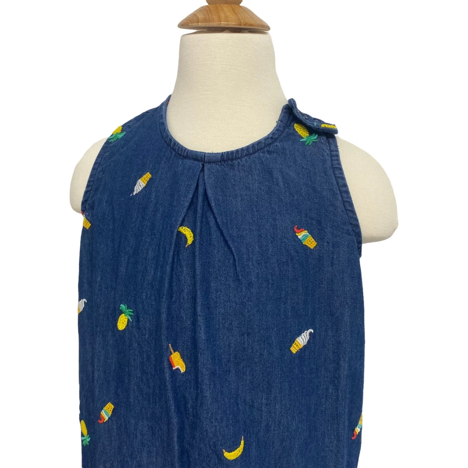 Blusa Hanna Andersson Niña Azul Denim Helado Espalda Cruzada Talla 6-7 Foto 2 de 4