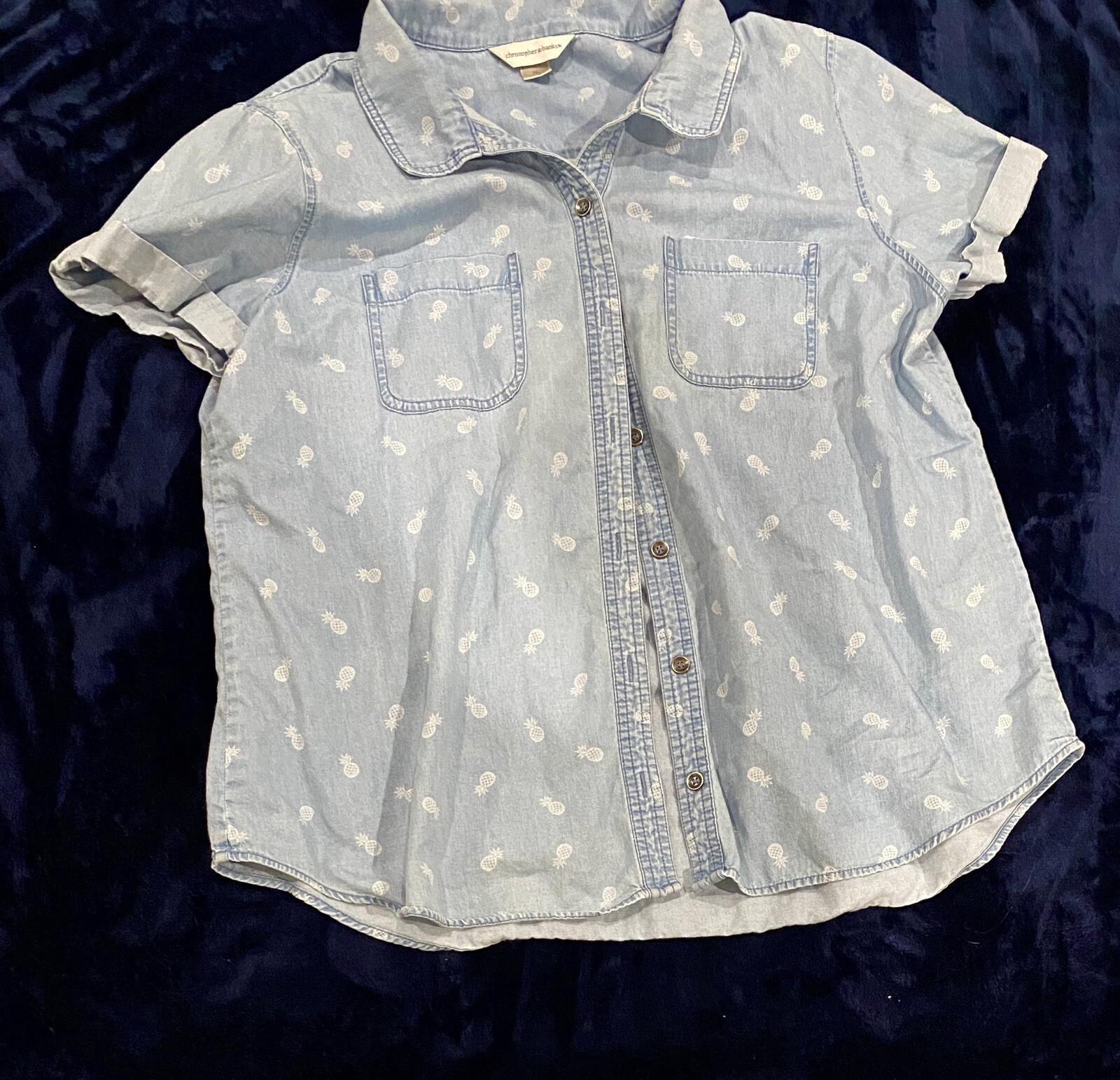 Pineapple Christopher & Banks Button Down Pineapp… - image 2