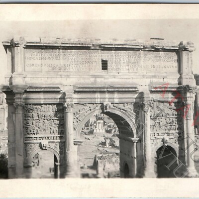 c1940s Rome, Italy Septimius Severus Arch Roman Forum Ancient Photo Snapshot C52