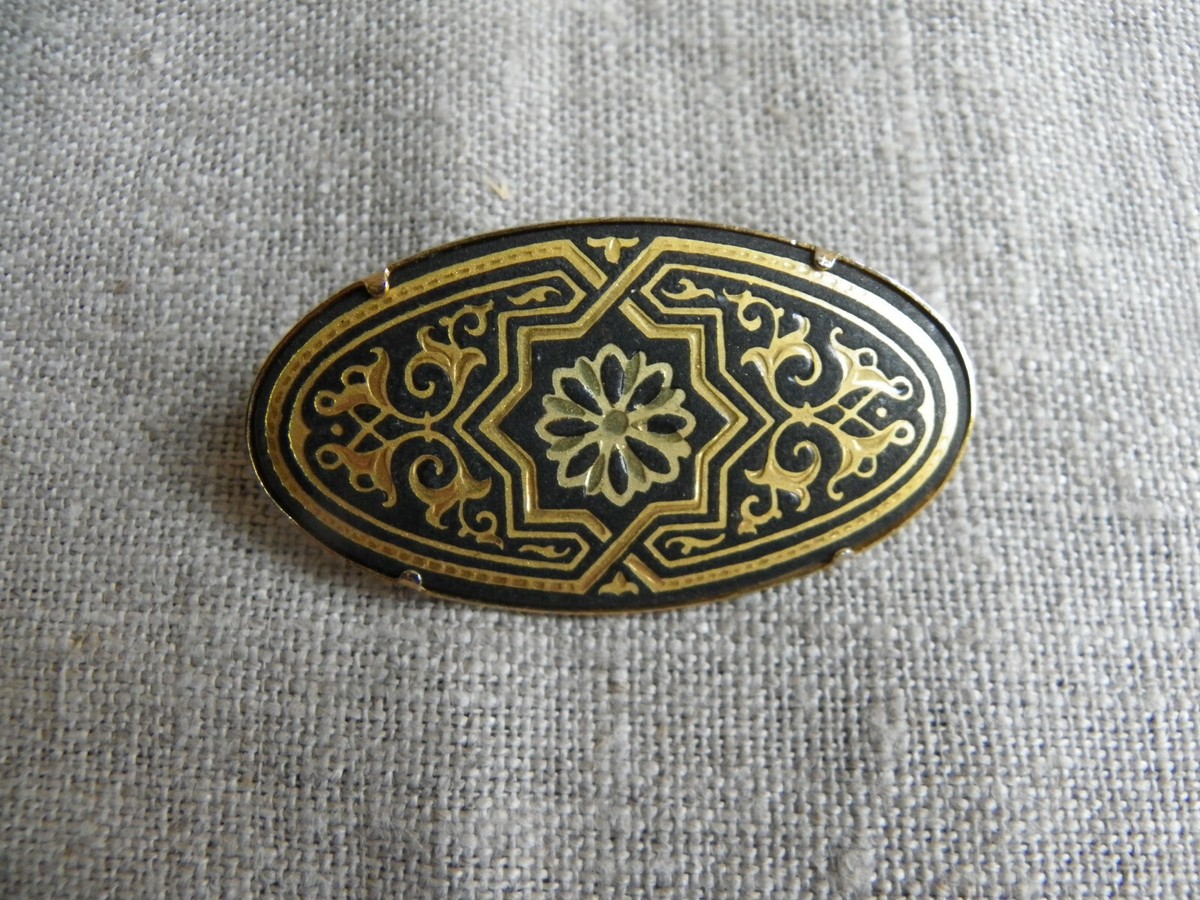 vintage ANCIEN BROCHE DAMASQUINÉ or de Tolède