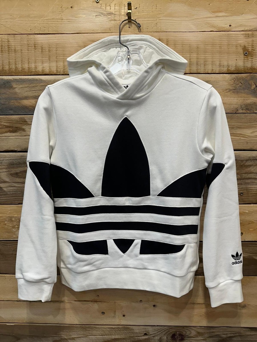 Adidas Originals Big Kids Unisex Big Trefoil Hoodie - S, White