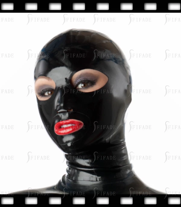 Máscara de látex capuzes clássico olhos grandes boca aberta sexy legal unissex personalizado 0,4 mm A0 - Imagem 2 de 4