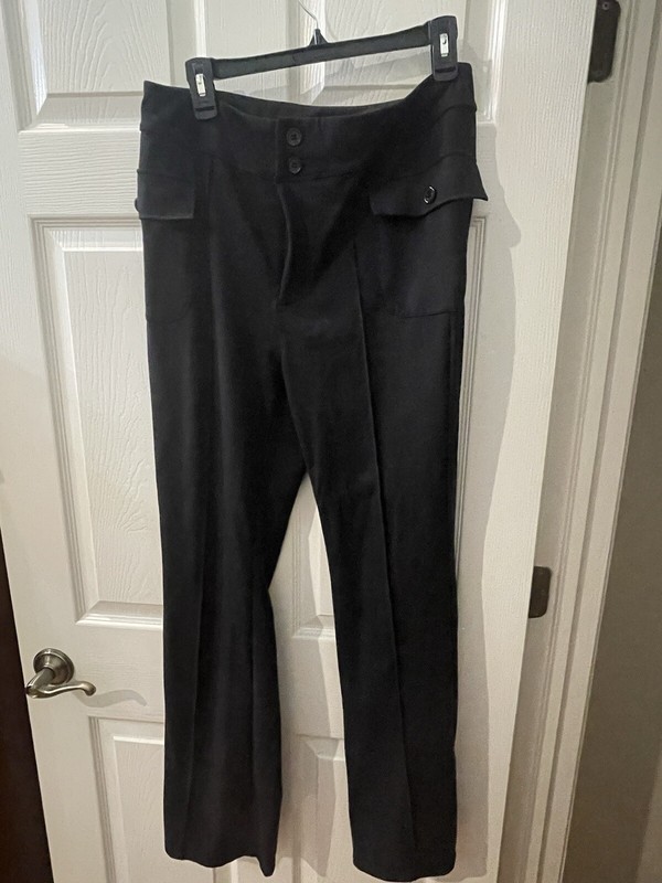 Wrinkle-Free Stretch Dress Pants  for Women Black XL- Nylon