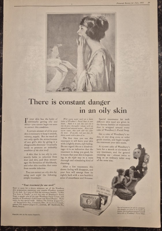 Woodbury Skin Preparations 2 print ads Pictorial Review 1921-1922