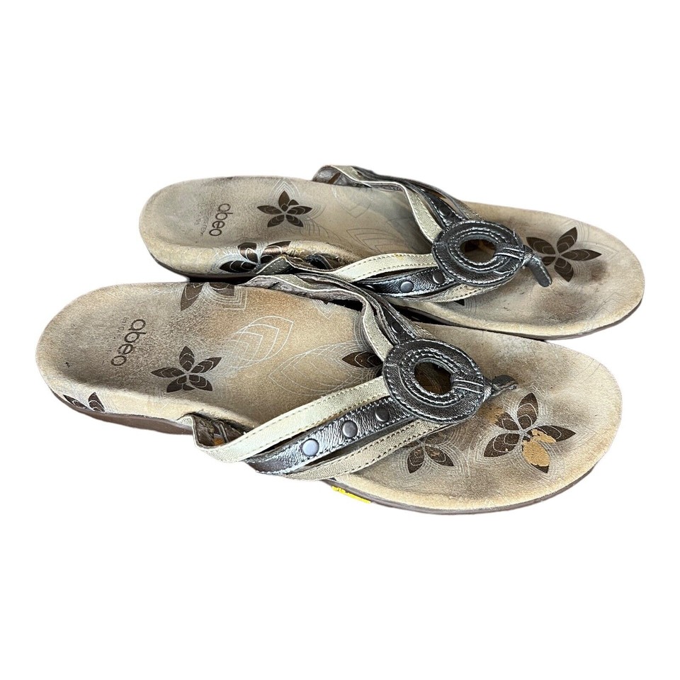 Abeo Bio System Felicity Sandals Size 9N Leather Vibram Sole Metallic