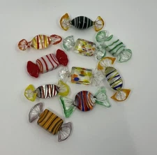 Assorted Set of 10 Colorful Murano Style Art Glass Decorative Candy Pieces