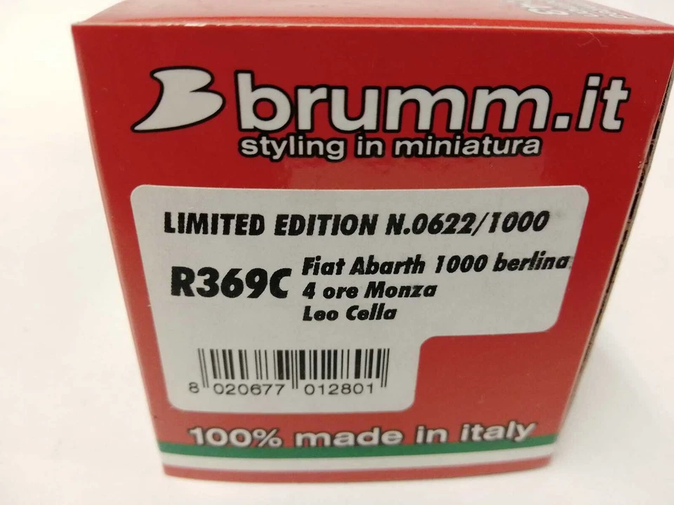 Brumm Fiat Abarth 1000 berlina #31 Cella 4h Monza 1966 1/43 R369C - Immagine 2 di 2