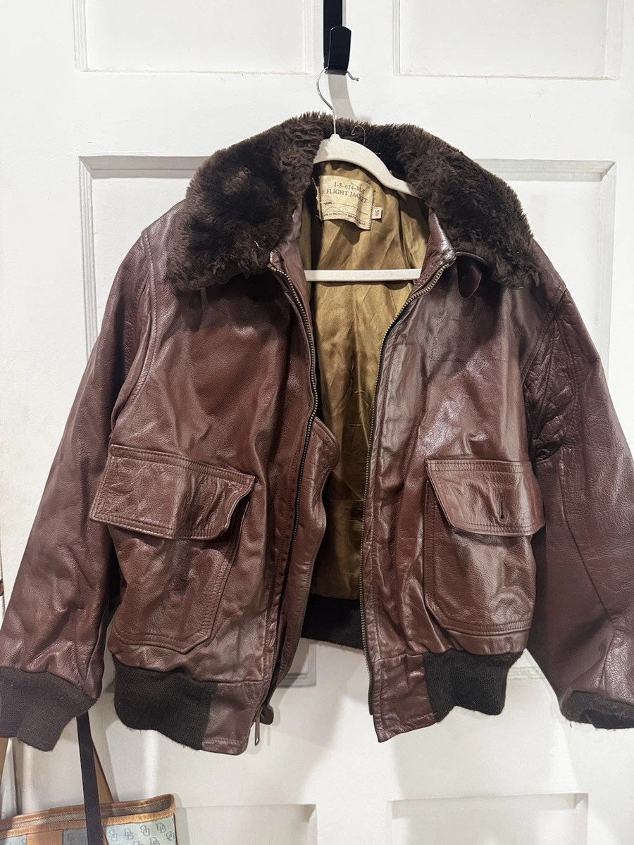 Chaqueta de bombardero de cuero Schott 674SM G1 A2 de colección talla 46 aviador de vuelo de cuero de vaca