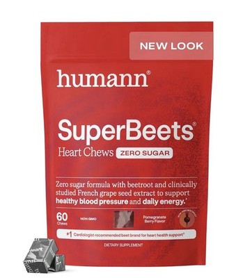 Humann SuperBeets Heart Chews Zero Sugar 60 Ct Exp 12/2027