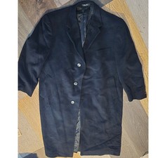 Chaps Ralph Lauren Mens Black Wool Blend Long Overcoat Dress Jacket 42R 4127 163