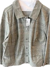 New CJ banks womens jacket Plus Sz 1X Light Brocade Snaps Light Green Print $64
