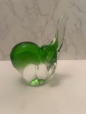 Elephant Crystal Clear Crystal Green Figurine Heavy
