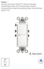 Leviton 5627-W Single Pole Switch 20A 120