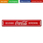 Coca-Cola Delicious and Refreshing Embossed Metal Street Sign - Vintage Coca-...