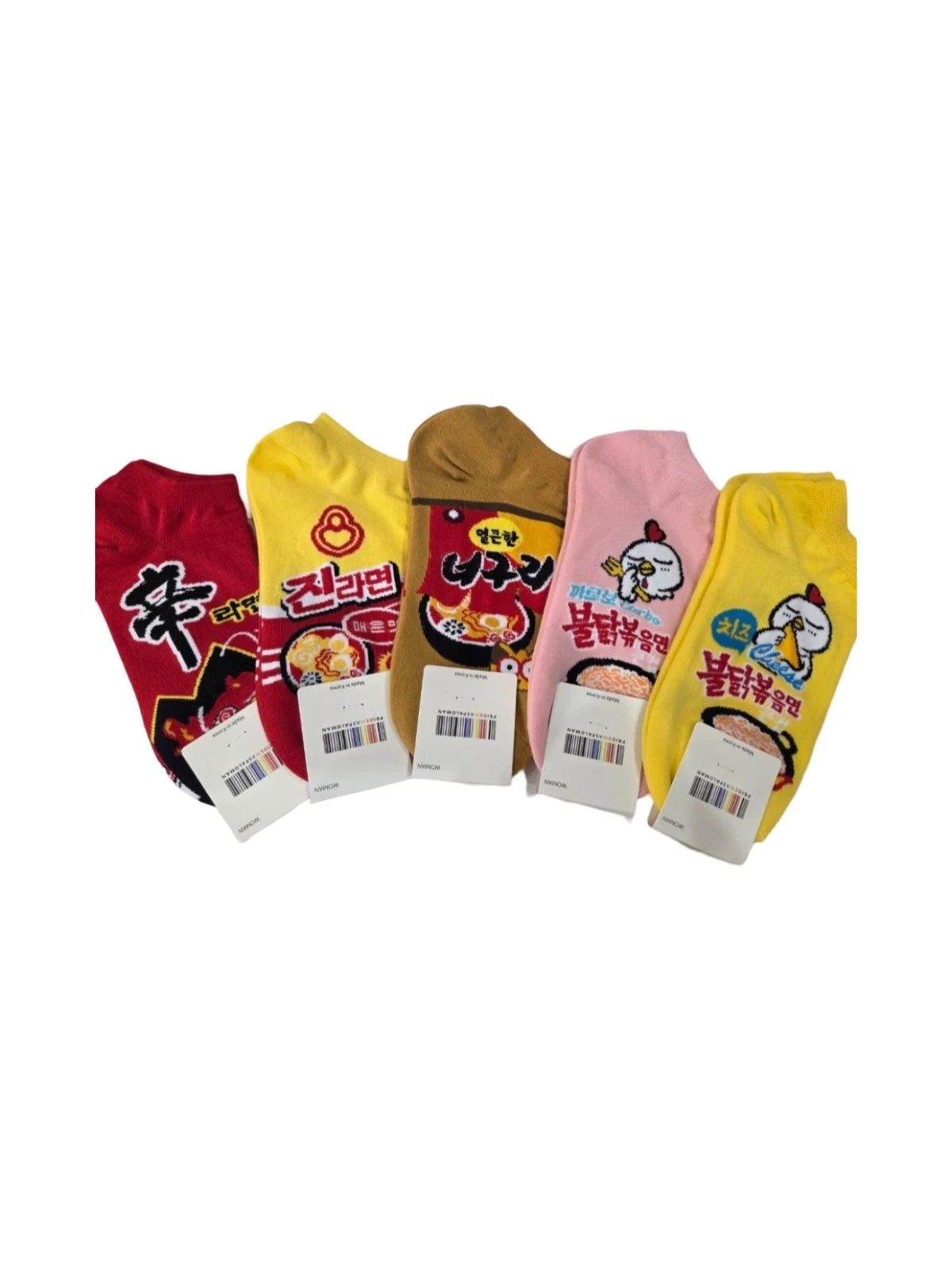 Funny Korean Ramen Socks Set 5 Pairs Shin Ramyun Jin Ramen Buldak Gift