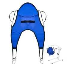 Patient Lift U-Sling with Head Support- Medium Size, Divided Leg Transfer Sling