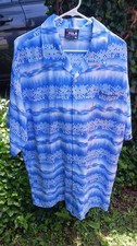 VTG South Pole Button Up Shirt Men's Sz XL All Over Print Blue White EUC