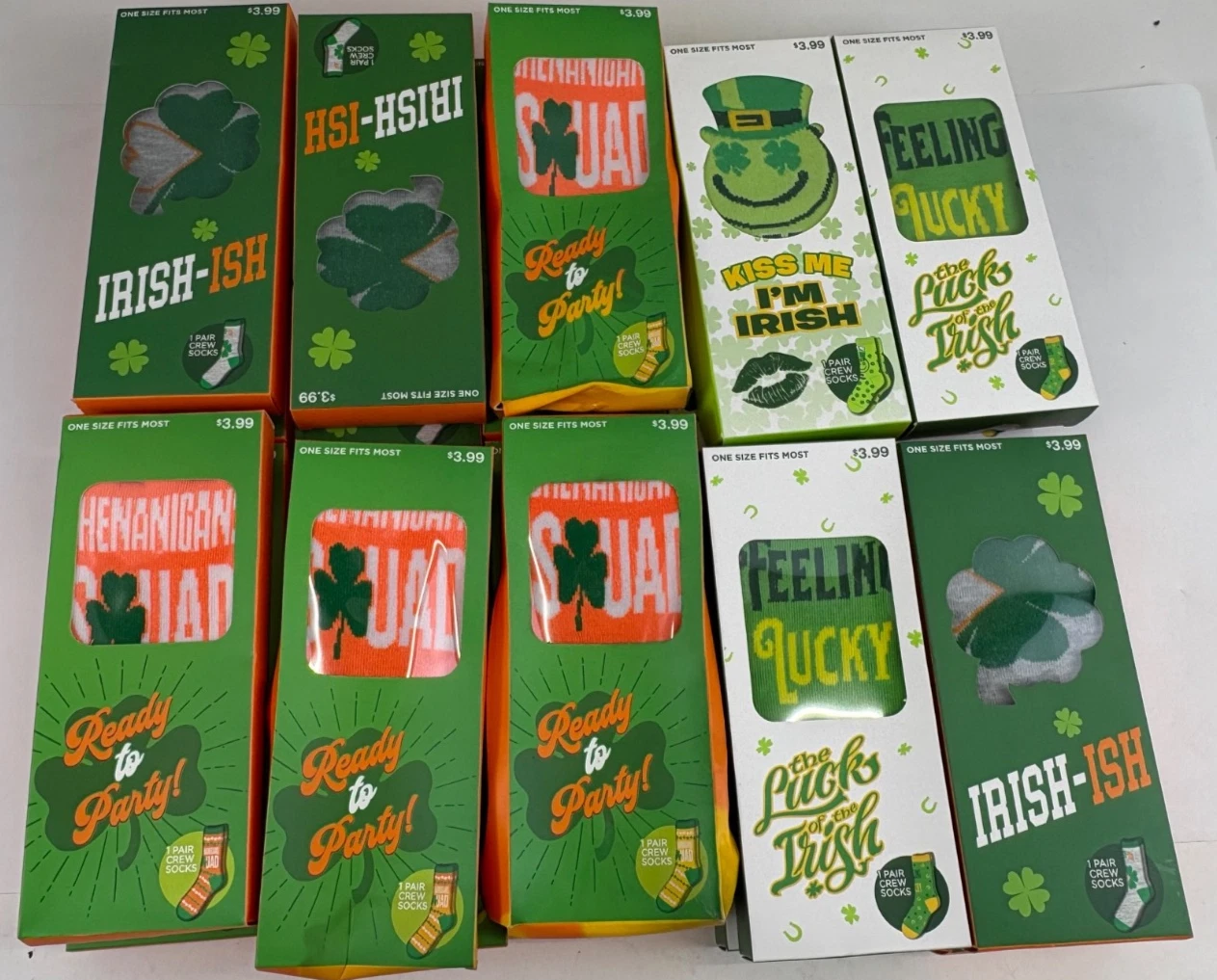 20 pack Variety St Patricks Day Crew Socks Set One Size