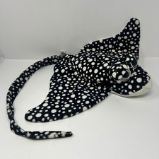 The Petting Zoo Stingray Plush Black White Polka Dot Big Eyes Stuffed Animal