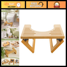 Foldable Bamboo Toilet Stool - 7" Squatting Potty for Adults, Non-Slip, Space-Sa