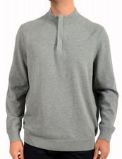 Image of HUGO BOSS Mens Grey 1/3 Zip Pullover Sweater Size Large BNWT C1284