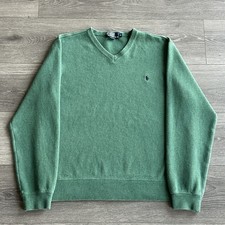 Vintage Polo Ralph Lauren V-Neck Sweater Men  s Medium Green Pullover Pony Preppy
