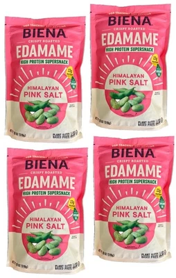 4-PACK BIENA Crispy Roasted w/ Salt Edamame High Protein Snack, 18 Oz each pack