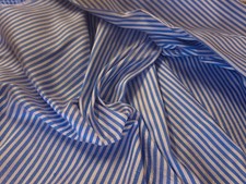 HIGH END SILK TAFFETA~MICRO STRIPE~ROYAL BLUE/WHITE~18"x27"~DOLLS~MINIATURES