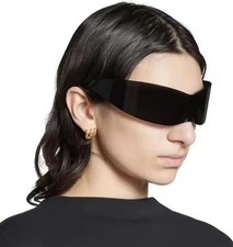 Designer Futuristic Shield Sunglasses Cyberpunk Italy High Fashion Luxury Icon