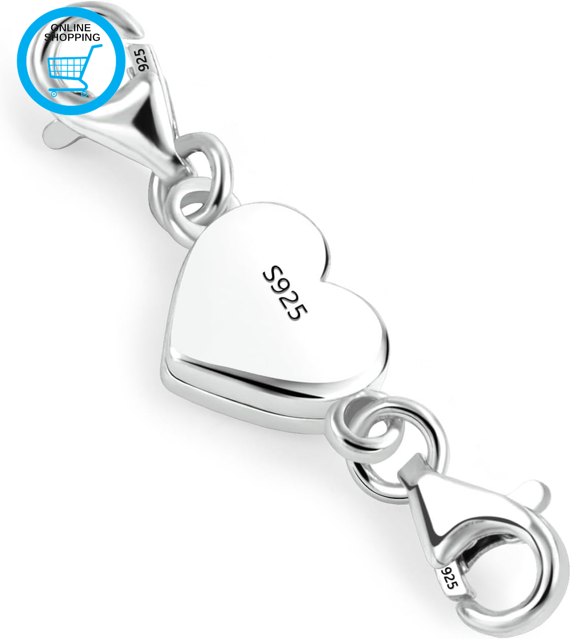 925 Sterling Silver Heart Magnetic Jewelry Clasps Magnetic Necklace Clasps and C