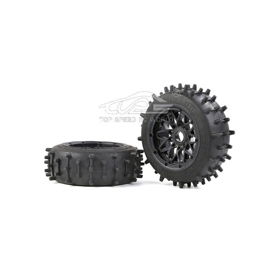 185*65mm Rubber Front Cone Wheel Tyre 2PCS 24mm Fit 1/5 HPI RV KM Baja 5B - Image 2 of 4