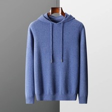 Men's 100% Merino Wool Hoodie Knit Pullover – Warm Winter Casual Jumper Top