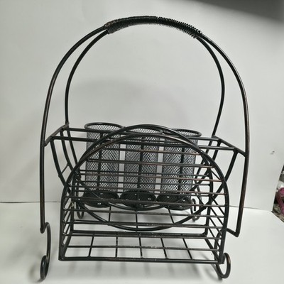 Mesa Deleware Carry All Serveware Organizer Picnic Buffet Caddy Black Metal Wire