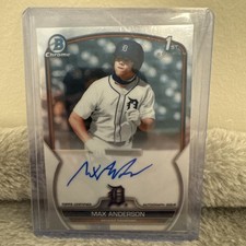 MAX ANDERSON 2023 1st Bowman Chrome Base Autograph Rookie Card RC #CDA-MA Tigers. rookie card picture