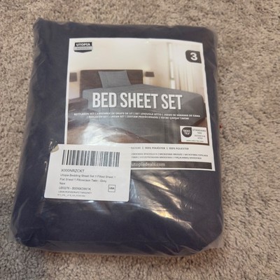 Utopia Bedding Twin Sheet Set 3 Piece Grey Brushed Microfiber UB0276